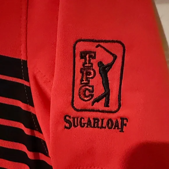 Nike Golf Men's Red TPC Sugarloaf Polo with Black Stripes - Picture 4 of 5